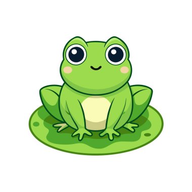 Sevimli kurbağa çizgi üzerinde beyaz izole.