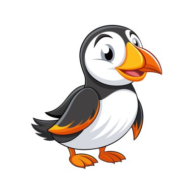 Sevimli mutlu penguen çizgi film karakteri çizimi