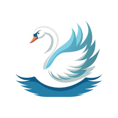 Vektör çizimi. Suyun üstünde kuğu