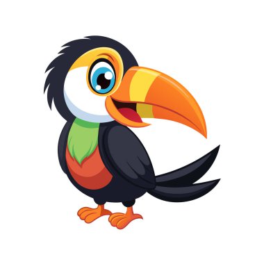 Şirin bir Toucan çizgi film çizimi izole edilmiş. Toucan kuşunun vektör çizimi