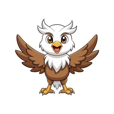 Beyaz arka planda izole edilmiş şirin kartal çizgi filmi. vektör illüstrasyonu