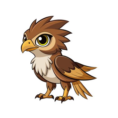 Beyaz arka planda izole bir dalda oturan bir kuş karikatürü tasviri