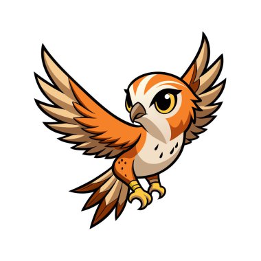 Şirin baykuş çizgi film kuşunun vektör çizimi