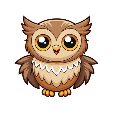 Şirin baykuş çizgi film vektör çizimi.