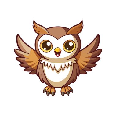 Baykuş çizgi film simgesi, vektör illüstrasyonu.