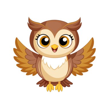 Baykuş çizgi film vektör çizimi