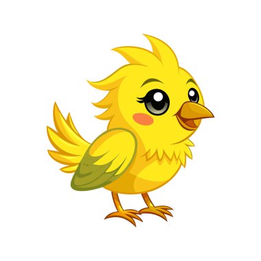 Beyaz arka planda izole edilmiş şirin tavuk kuşu çizgi filmi.