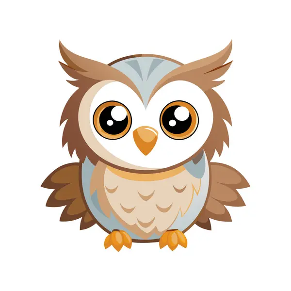 Baykuş çizgi film karakteri. Beyaz arkaplanda izole vektör illüstrasyonu