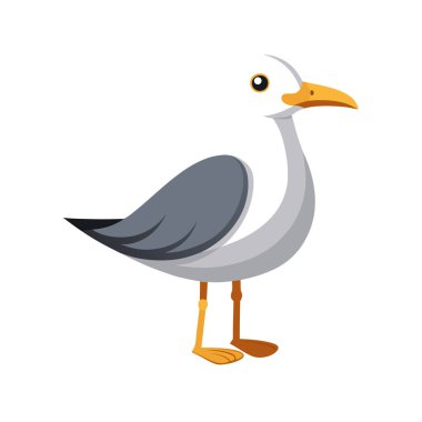 Komik beyaz kuşun çizgi film karakteri. vektör illüstrasyonu.