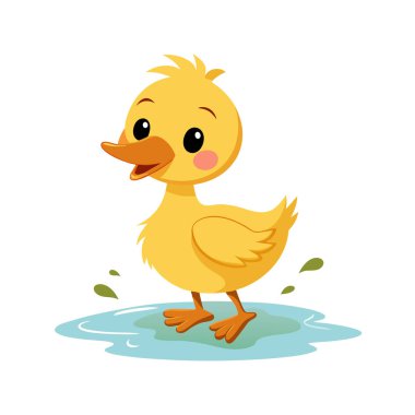 Beyaz arkaplan vektör illüstrasyonunda şirin ördek