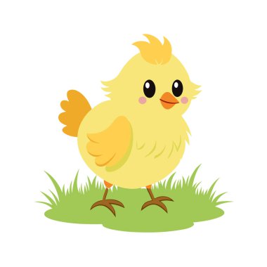 Şirin tavuk hayvan çizgi film vektör çizimi