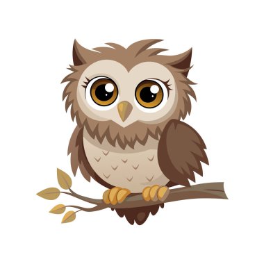 Şirin baykuş ağaç dalında oturuyor