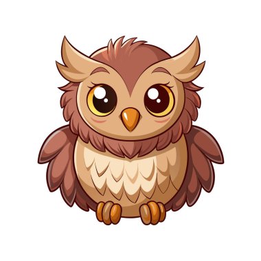 Sevimli çizgi film baykuşu izole edilmiş vektör çizimi