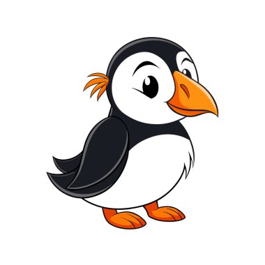 Beyaz arka planda izole edilmiş sevimli penguen dalgalarının vektör karikatür çizimi