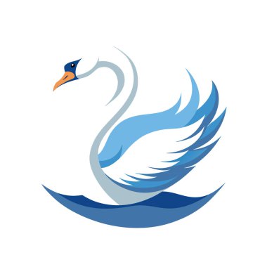 Mavi arkaplanda beyaz kuğu