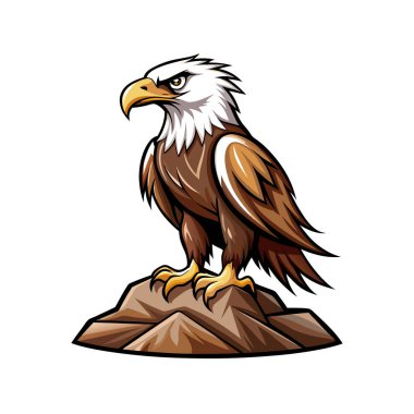 Beyaz arkaplanda izole edilmiş kartal çizgi film kuşunun vektör çizimi