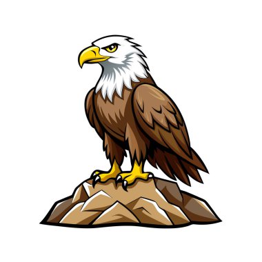 Dağın tepesindeki kartalın vektör çizimi