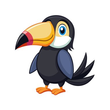 Siyah gagalı şirin bir Toucan çizgi filminin vektör çizimi.