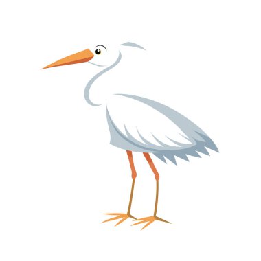 Vektör çizimi. Beyaz kuş. düz çizgi film karakteri.