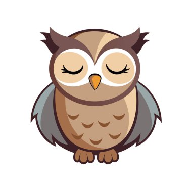 Şirin baykuş çizgi film vektör illüstrasyon grafik tasarımı