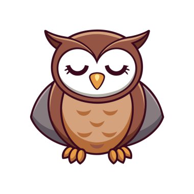 izole baykuş başı çizgi film tasarımı