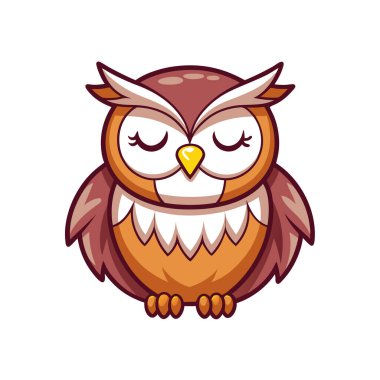 Şirin baykuş karikatür üzerine beyaz izole.