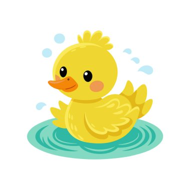 Beyaz arka planda şirin bir ördek. vektör illüstrasyonu.