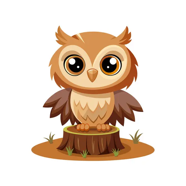 Beyaz arka planda sevimli baykuş çizgi filmi. vektör illüstrasyonu.