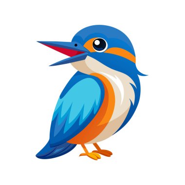 Turuncu gözlü şirin mavi kuş. beyaz arkaplanda izole