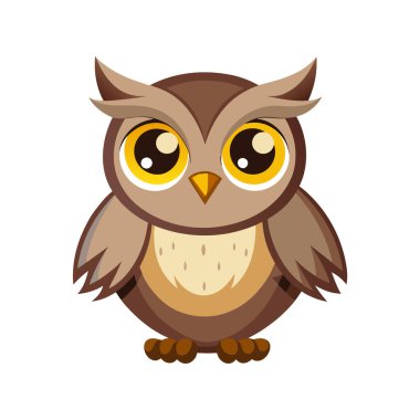 Şirin baykuş çizgi film ikonu vektör illüstrasyon grafik tasarımı