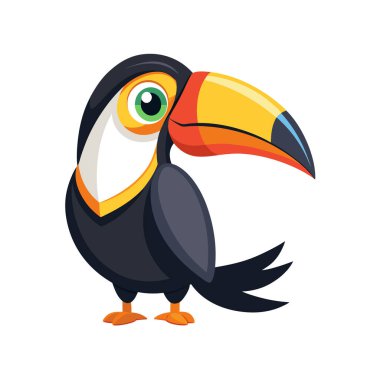 Beyaz arka planda izole edilmiş şirin bir Toucan kuşu. vektör illüstrasyonu