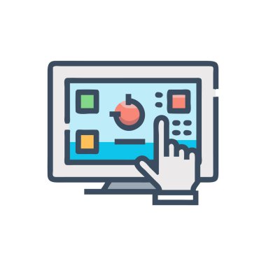 Öğrenme Online düz renk vektör simgesi