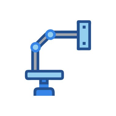 Robotik kol simge vektör web ve mobil uygulaması tasarımı, logo kavramı robotik kol için izole üzerinde beyaz arka plan