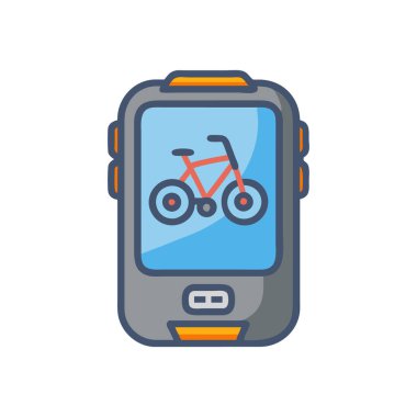 Bisiklet rengi ikon vektörü. Bisiklet tabelası. izole edilmiş sınır çizimi