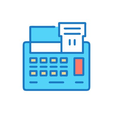 Bir kalem ve mavi arkaplan ile bir hesap makinesinin vektör çizimi.