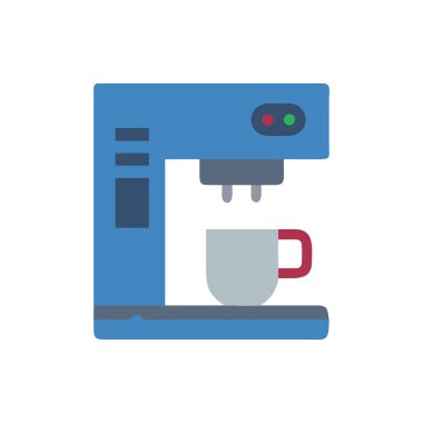 Beyaz arkaplanda izole edilmiş düz biçimli kahve makinesi simgesi