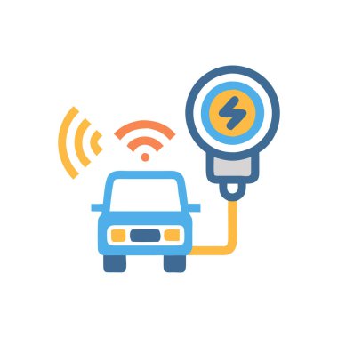 vektör olarak araba şarj ikonu. logotype - doodle
