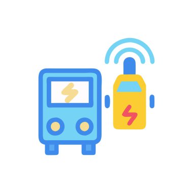 Elektrik yükleme simgesi. İnce çizgi tarzı. vektör illüstrasyonu.