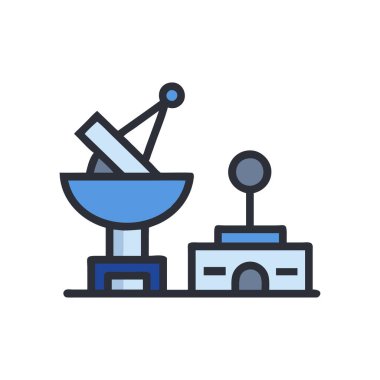 Uydu anten vektör çizgisi simgesi beyaz arkaplanda izole edildi. Infographic, web sitesi veya uygulama için uydu çanak anten doğrusal simgesi.