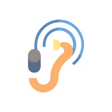 Kulak simgesi yumuşak mavi arka planda izole edilmiş modaya uygun düz stil. web tasarımı, logo, uygulama kulağı.