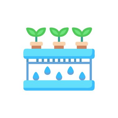 çömlek simgesindeki bitki, beyaz arkaplanda izole edilmiş düz vektör çizimi