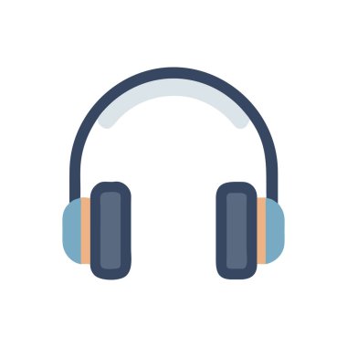Beyaz arkaplanda kulaklık vektör simgesi, vektör illüstrasyonu