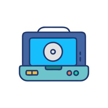 Vinil disk simgesine sahip müzik çalıcı ana hat biçiminde