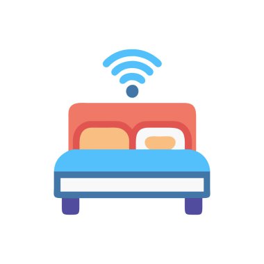 Yastık vektör illüstrasyon tasarımlı otel yatağı