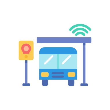 Wi-Fi sinyal vektör illüstrasyon tasarımlı otobüs durağı sinyali