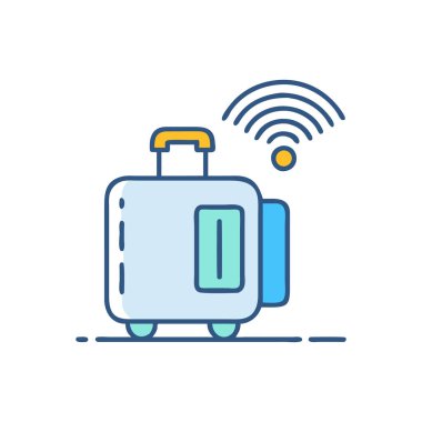 Valiz bagaj ikonu vektör olarak. logotype - doodle