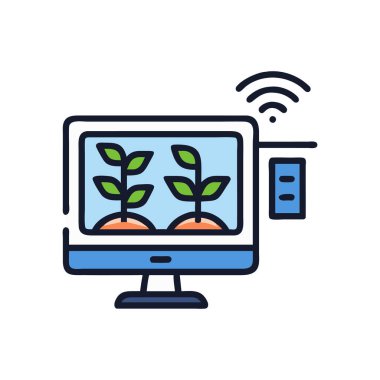 akıllı ev simgesi vektörlü laptop. Akıllı ev işareti. renk sembolü illüstrasyonu