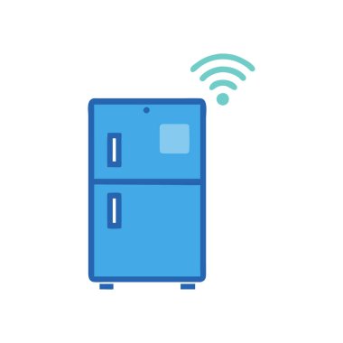 Mutfak aletli buzdolabı vektör düz simge tasarımı izole edildi