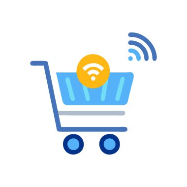 Akıllı telefonlu alışveriş arabasının vektör çizimi