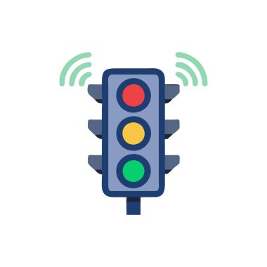 Hafif trafik ışığı ikon vektörü. Düz renk işareti. izole edilmiş sınır sembolü çizimi